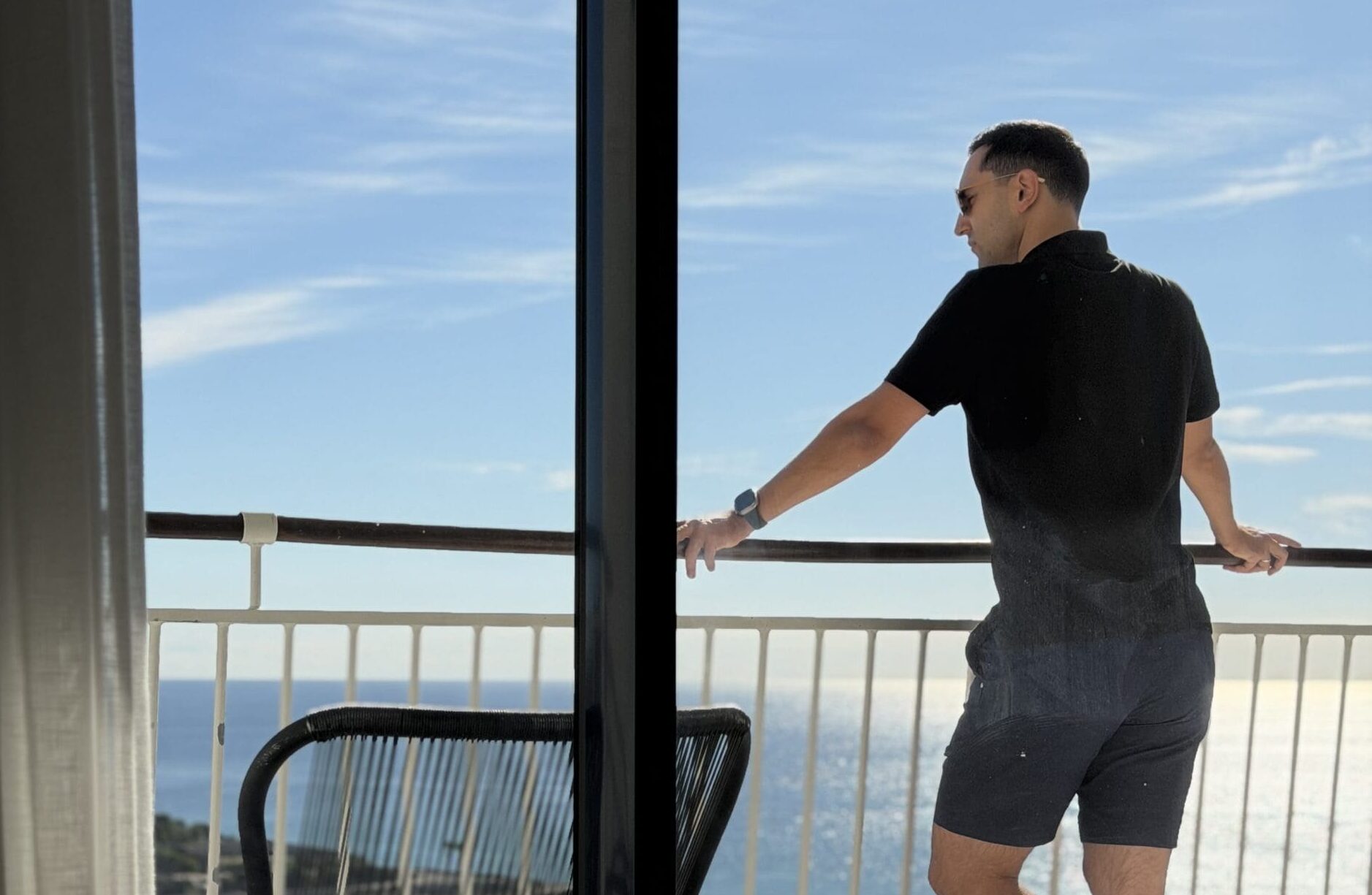 Travel advisor on the balcony in Spain